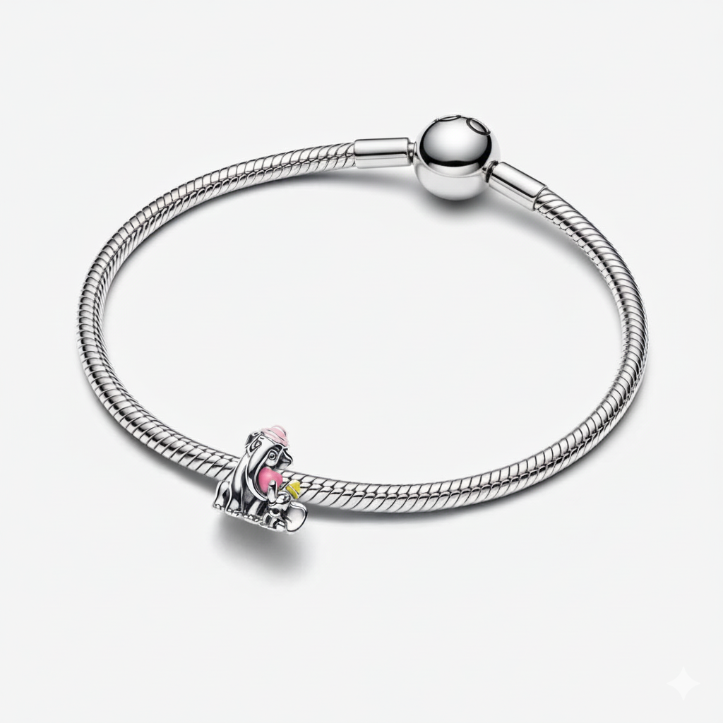 Disney Dumbo & Mum Charm Hallmarked S925 Sterling Silver