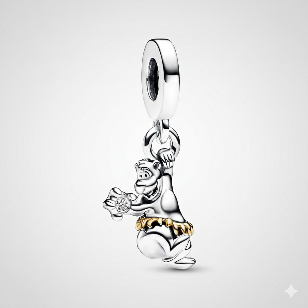 Disney 100th Anniversary Baloo Dangle Charm Hallmarked S925 Sterling Silver