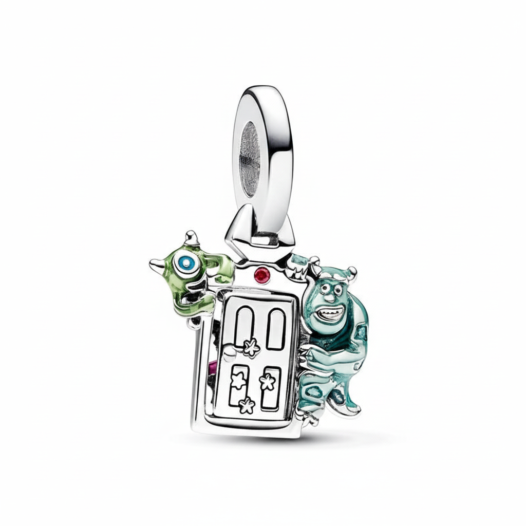 Disney Pixar Monsters, Inc. Door Dangle Charm Hallmarked S925 Sterling Silver