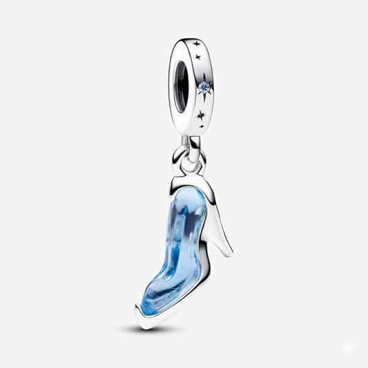 Disney Cinderella's Blue Slipper Dangle Charm Hallmarked S925 Sterling Silver