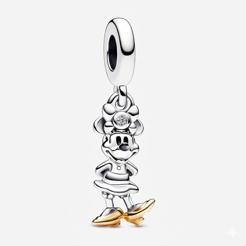 Disney 100th Anniversary Minnie Mouse Dangle Charm Hallmarked S925 Sterling Silver