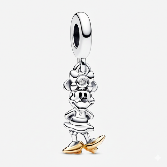 Disney 100th Anniversary Minnie Mouse Dangle Charm Hallmarked S925 Sterling Silver