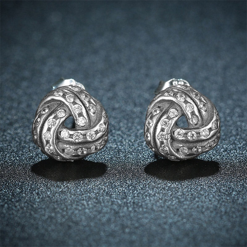 Sparkling love knots Sterling Silver stud Earrings