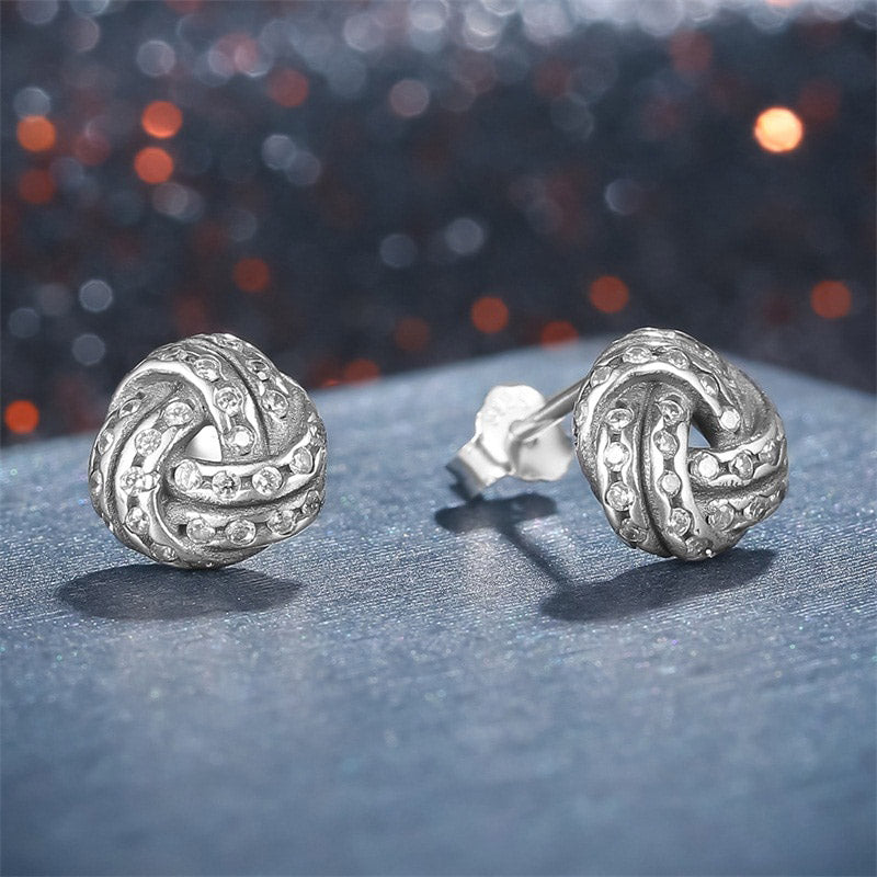 Sparkling love knots Sterling Silver stud Earrings