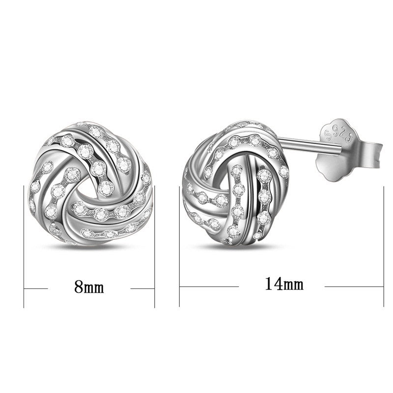 Sparkling love knots Sterling Silver stud Earrings