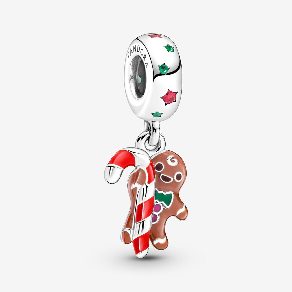 Gingerbread Man Dangle Charm Hallmarked S925 Sterling Silver