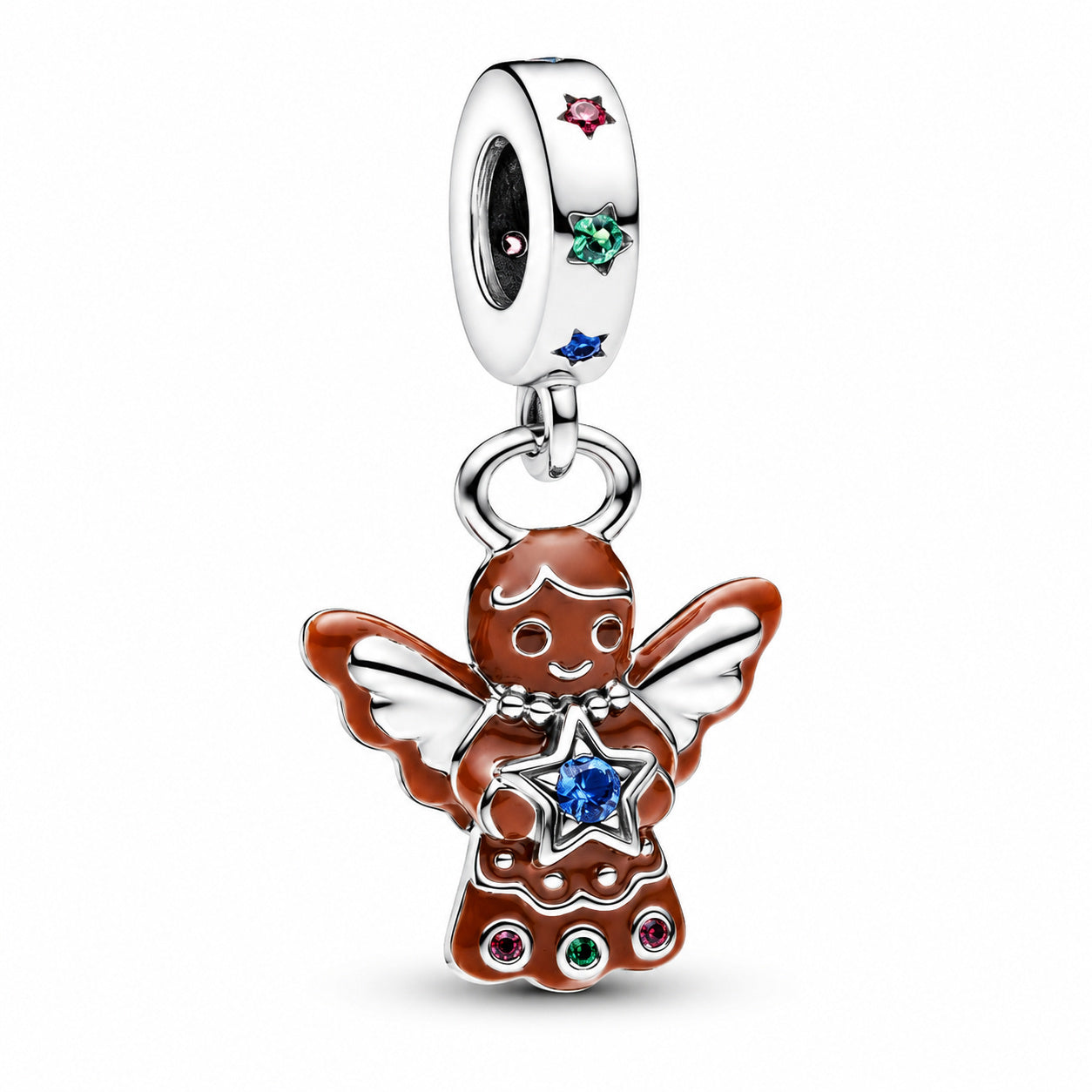 Gingerbread Angel Dangle Charm Hallmarked S925 Sterling Silver