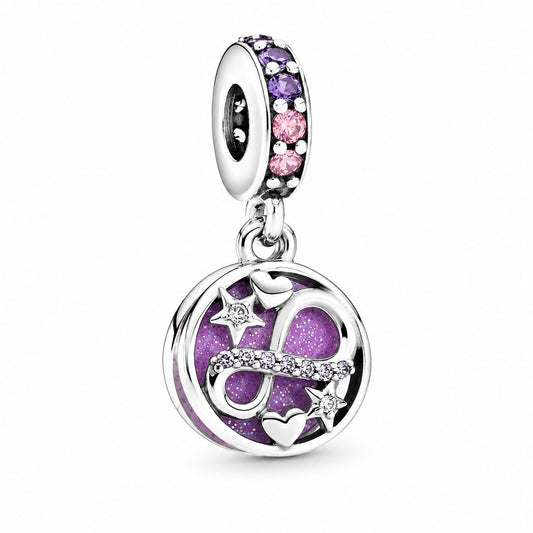 Glittering Infinity Dangle Charm S925 Sterling Silver