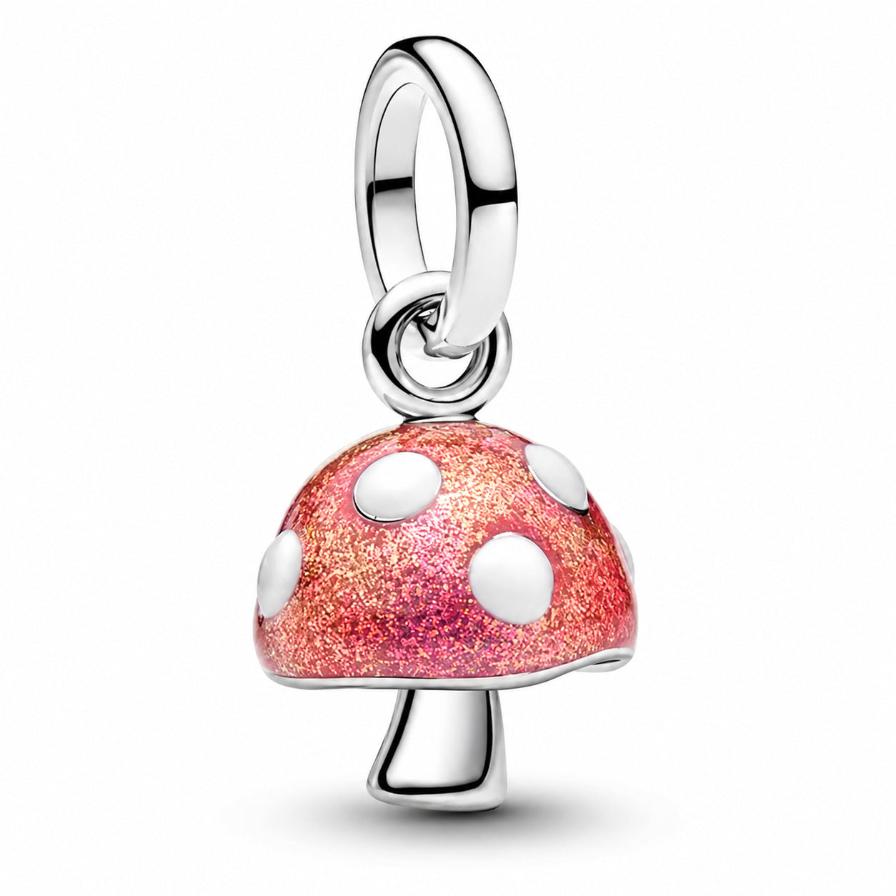 Glow-in-the-Dark Mushroom Dangle Charm S925 Sterling Silver