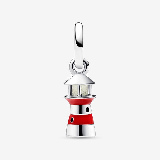 Glow-in-the-dark Lighthouse Dangle Charm Hallmarked S925 Sterling Silver