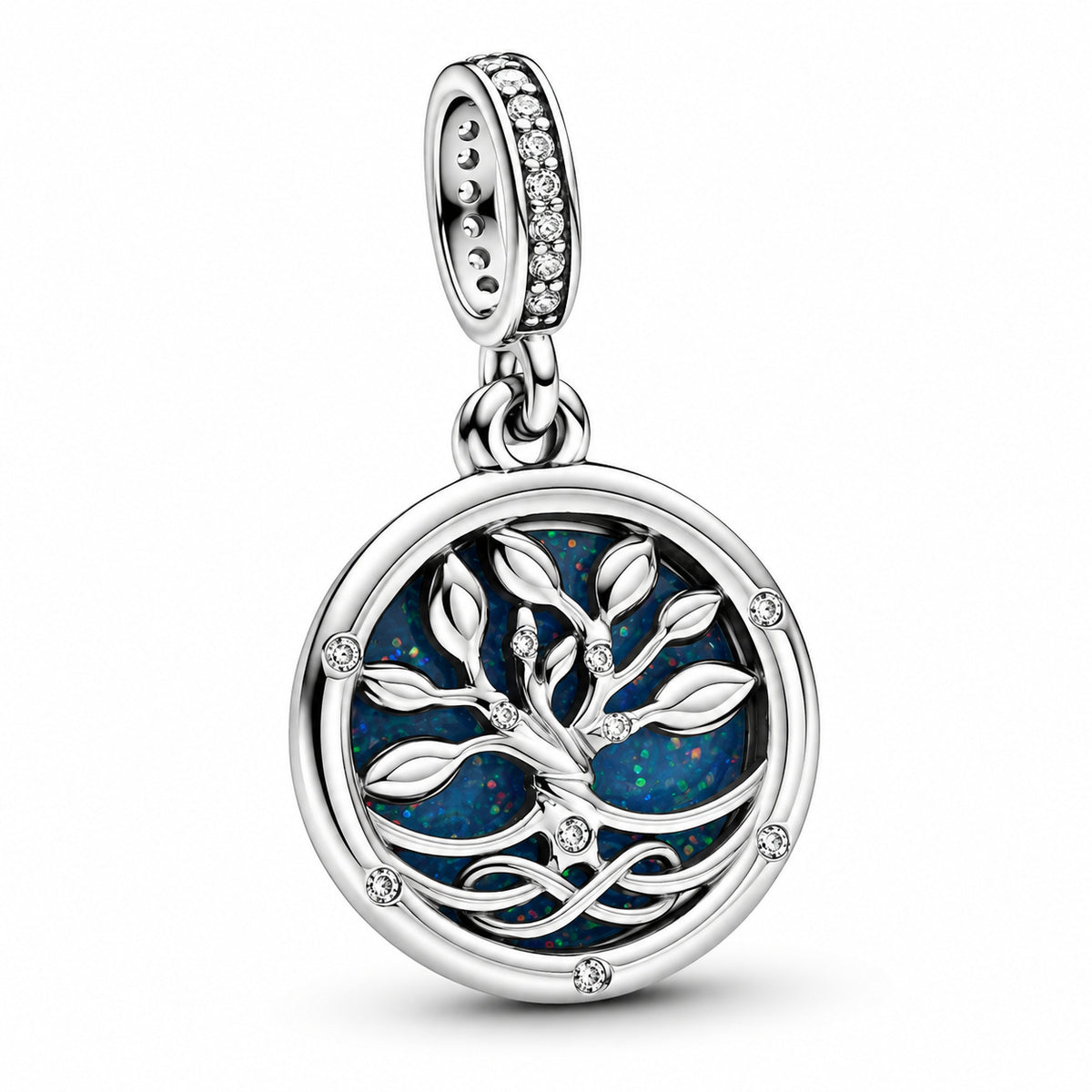 Glow-in-the-dark Infinity Tree Double Dangle Charm S925 Sterling Silver