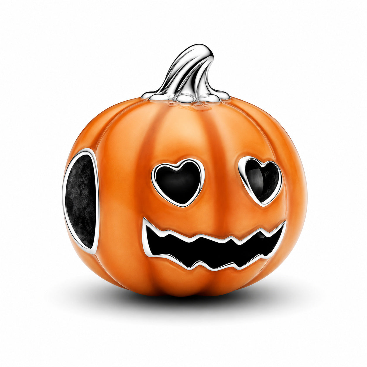 Glow-in-the-dark Spooky Pumpkin Charm Hallmarked S925 Sterling Silver