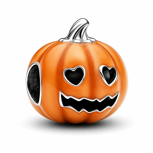 Glow-in-the-dark Spooky Pumpkin Charm Hallmarked S925 Sterling Silver