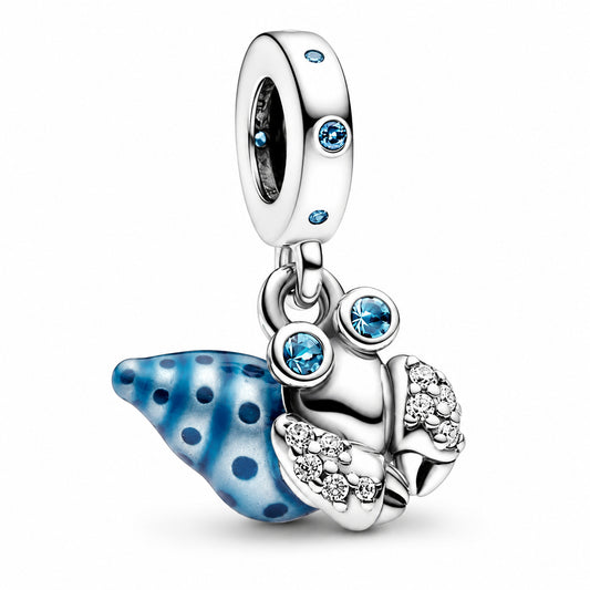 Glow in the Dark Hermit Crab Dangle Charm Hallmarked S925 Sterling Silver