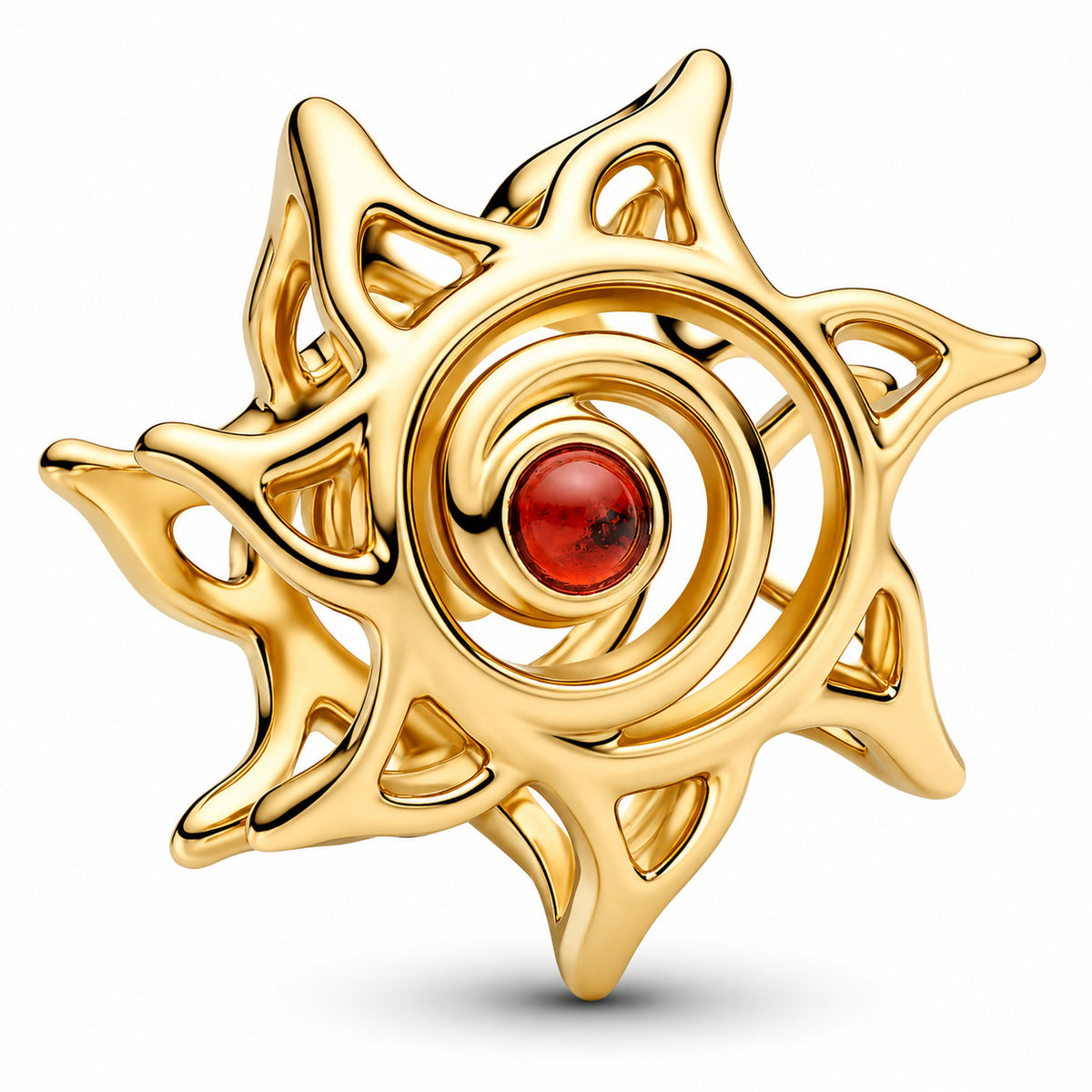 Gold-plated Sun Openwork Charm Hallmarked S925 Sterling Silver