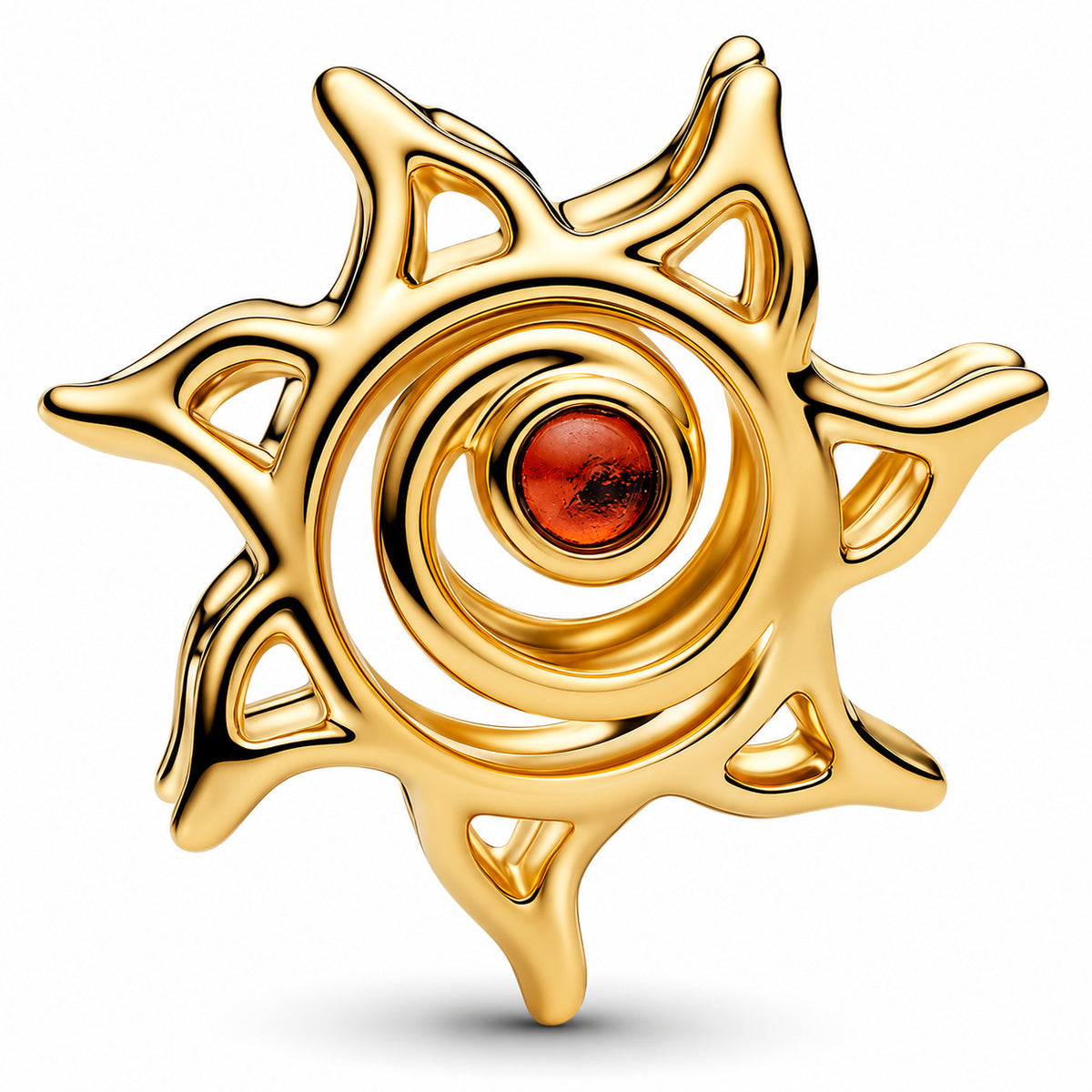 Gold-plated Sun Openwork Charm Hallmarked S925 Sterling Silver