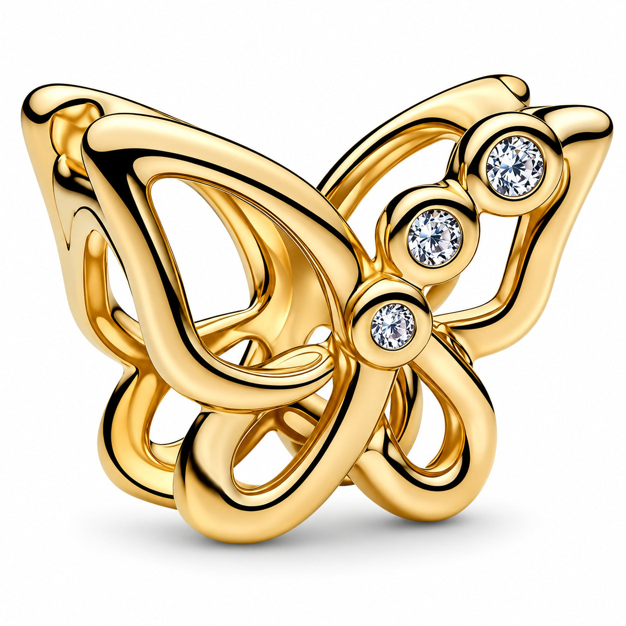 Gold Plated Butterfly Openwork Charm Hallmarked S925 Sterling Silver