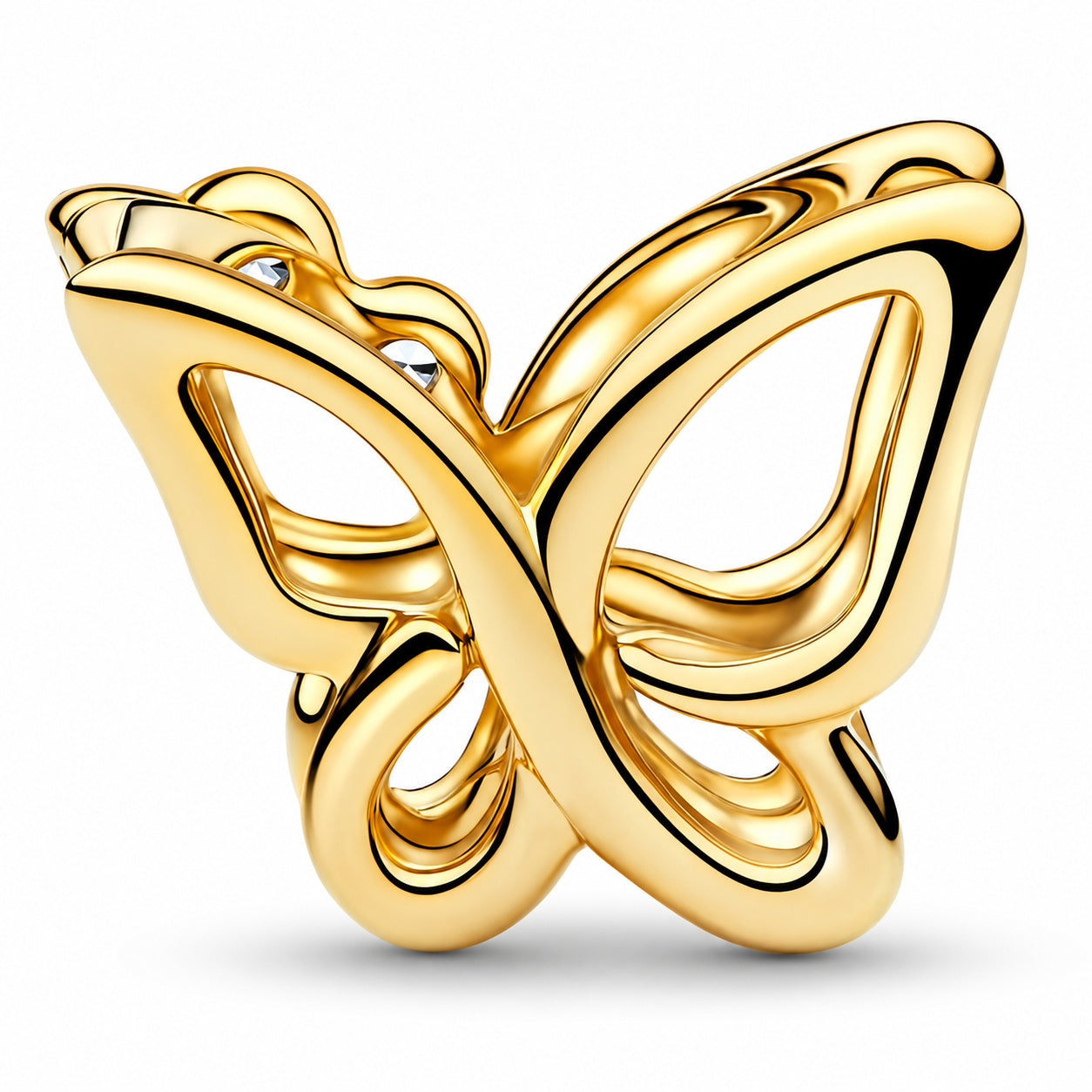 Gold Plated Butterfly Openwork Charm Hallmarked S925 Sterling Silver