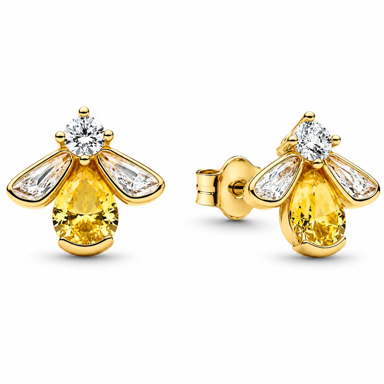 Gold Plated Honey Bee Stud Earrings