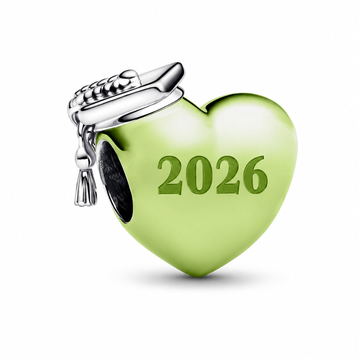 Graduation 2026 Green Heart Charm Hallmarked S925 Sterling Silver