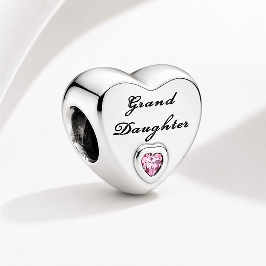 Grand Daughter Heart Charm Hallmarked S925 Sterling Silver