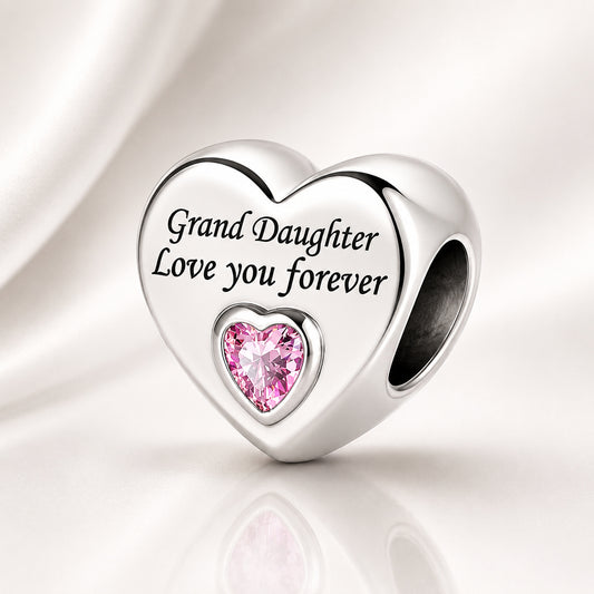 Grand Daughter Love You Forever Heart Charm S925 Sterling Silver