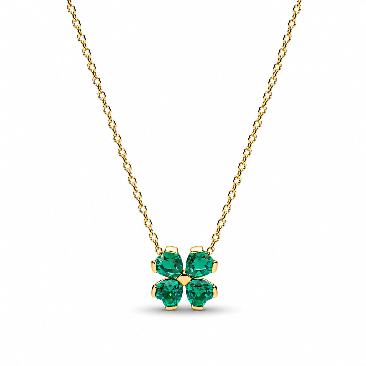Green Lucky Clover Necklace Pendant Hallmarked S925 Sterling Silver