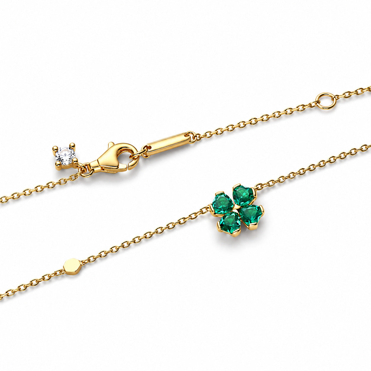 Green Lucky Clover Necklace Pendant Hallmarked S925 Sterling Silver
