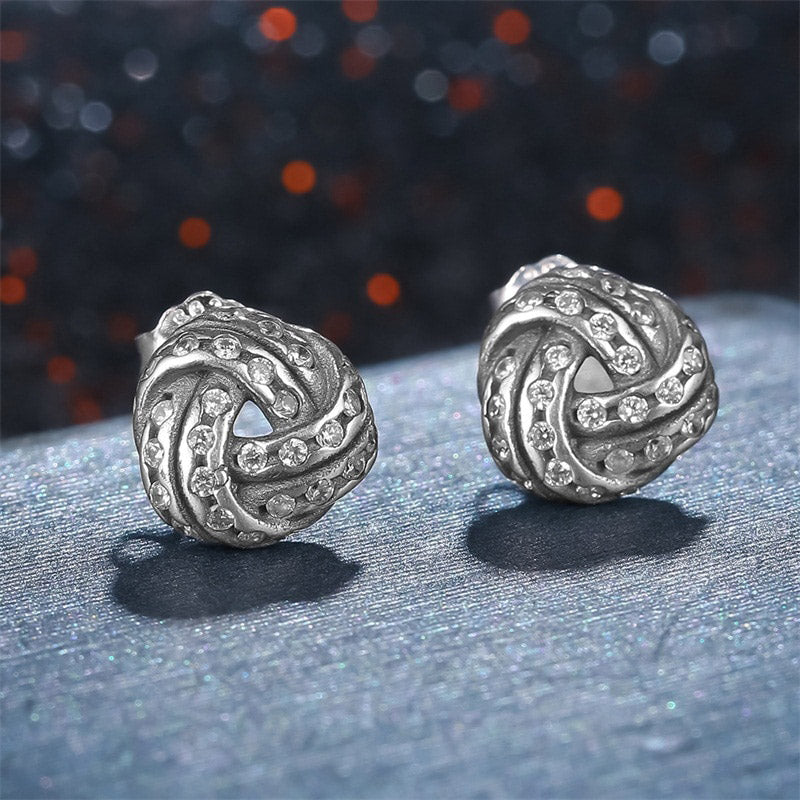 Sparkling love knots Sterling Silver stud Earrings