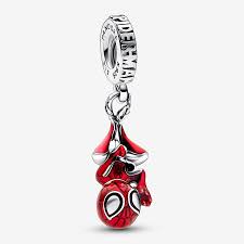 Marvel Hanging Spider Man Dangle Charm Hallmarked S925 Sterling Silver