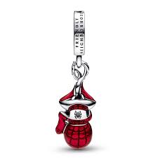 Marvel Hanging Spider Man Dangle Charm Hallmarked S925 Sterling Silver