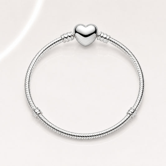 Heart Clasp Snake Chain Charm Bracelet