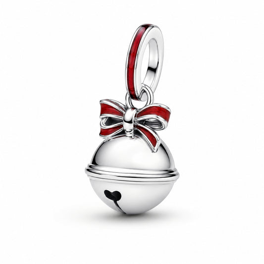 Holiday Bell Dangle Charm Hallmarked S925 Sterling Silver