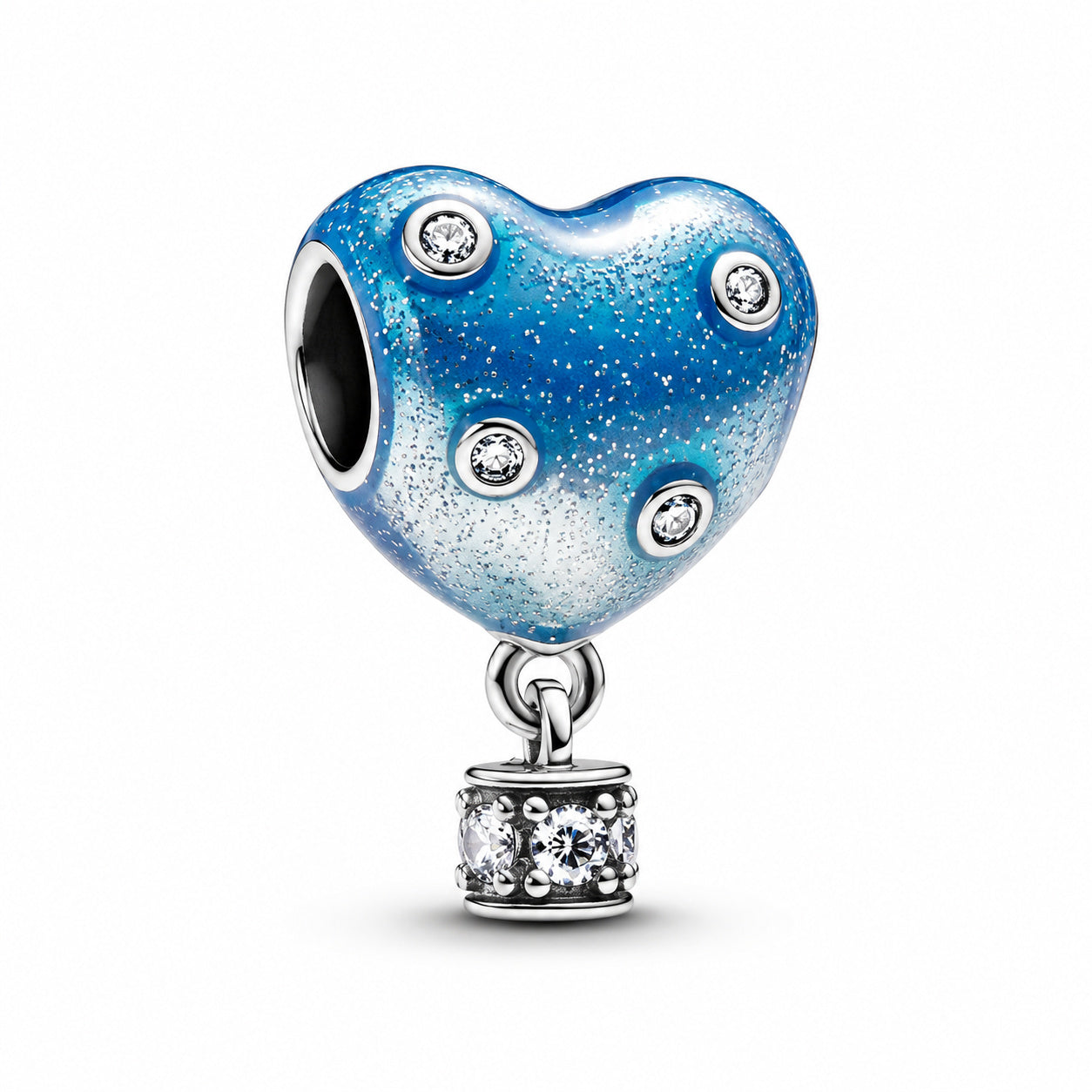 Hot Air Balloon Heart Charm Hallmarked S925 Sterling Silver