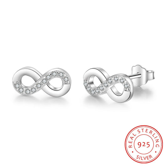 Sparkling infinity Sterling Silver stud Earrings