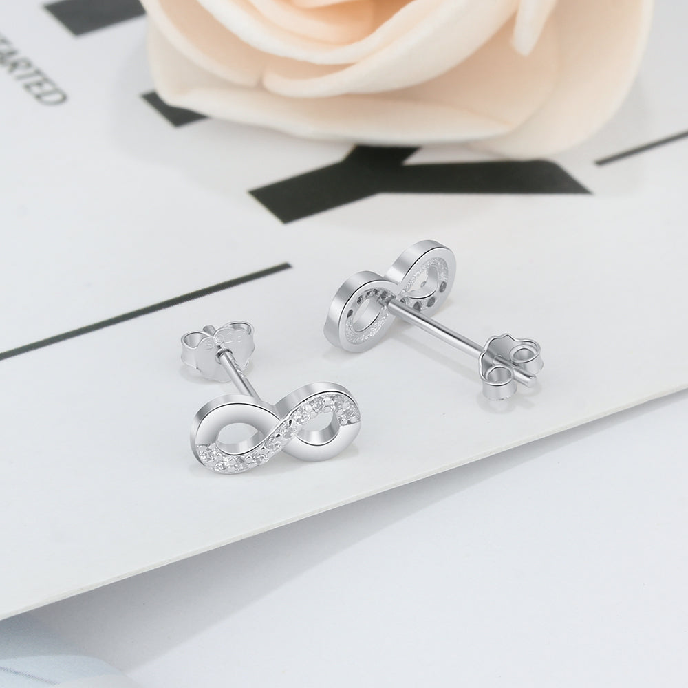 Sparkling infinity Sterling Silver stud Earrings