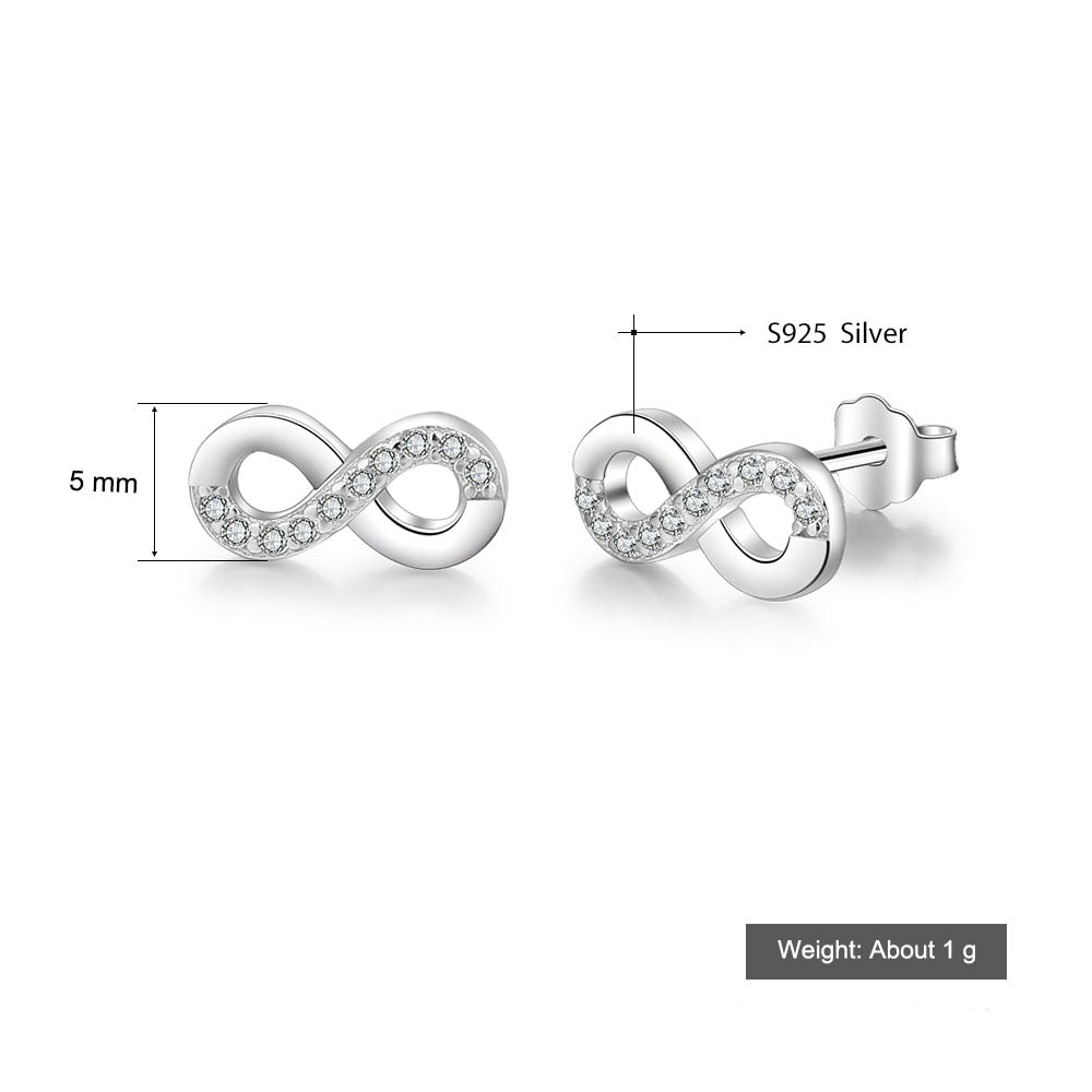 Sparkling infinity Sterling Silver stud Earrings