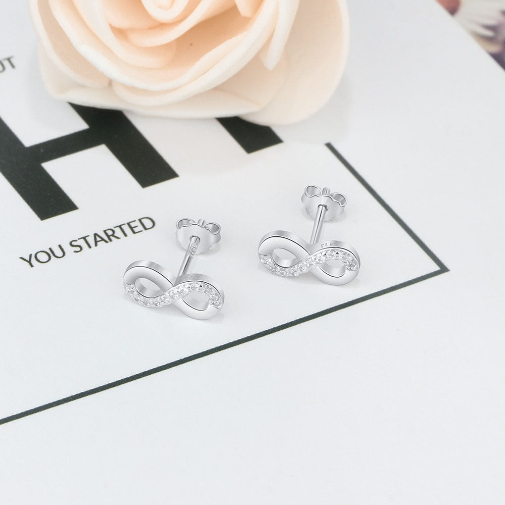 Sparkling infinity Sterling Silver stud Earrings