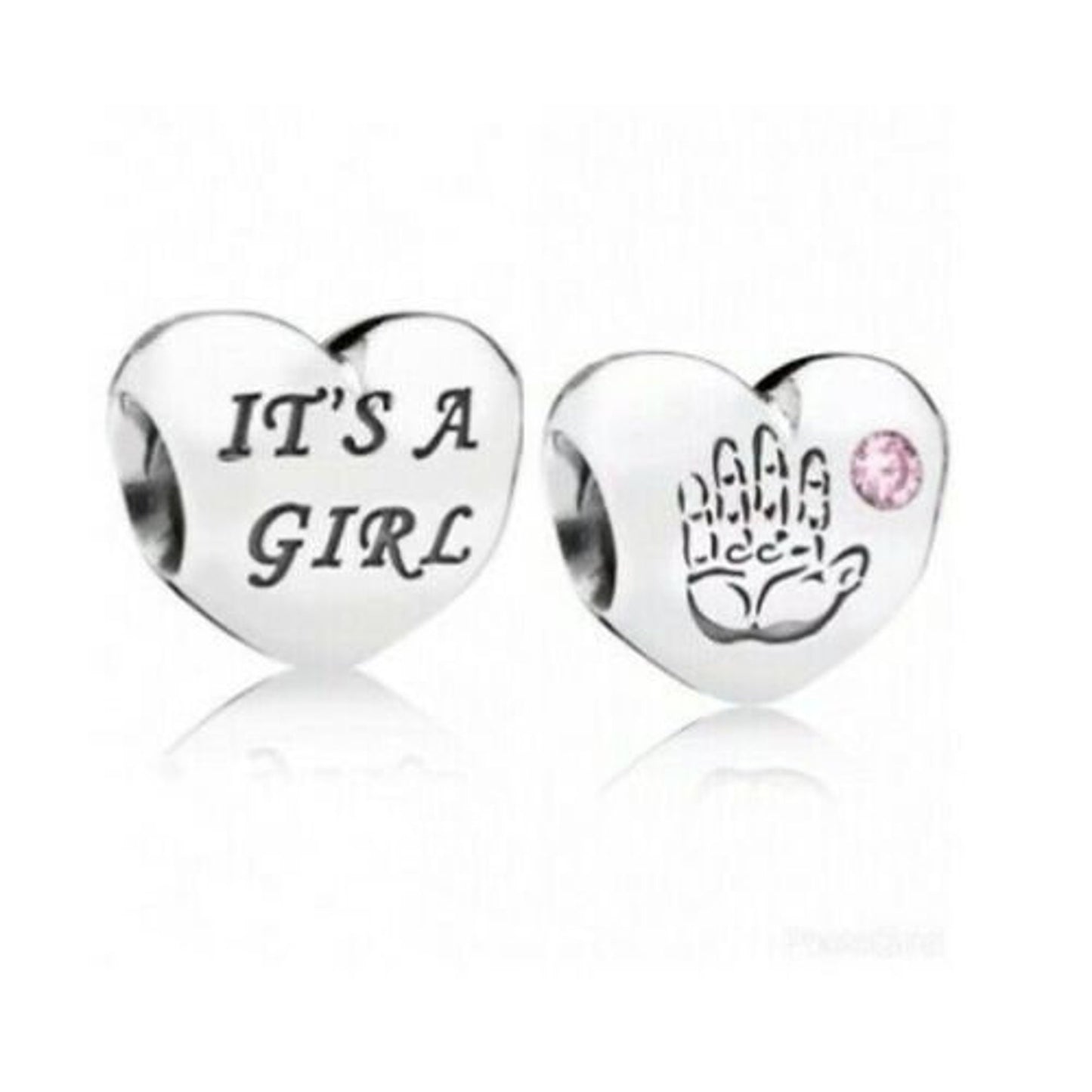 It's a Girl Heart Charm Hallmarked S925 Sterling Silver