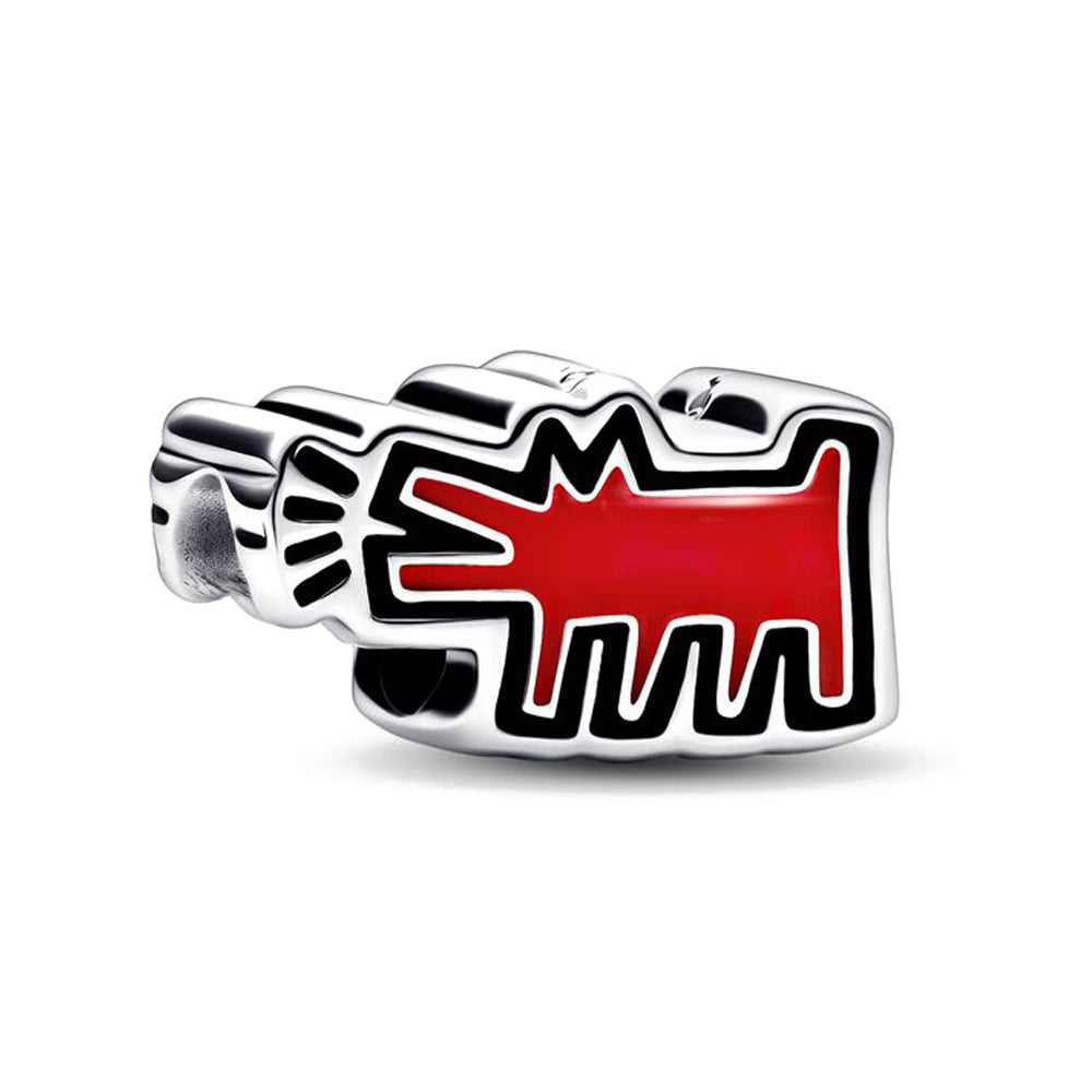 Keith Haring Barking Dog Charm Hallmarked S925 Sterling Silver