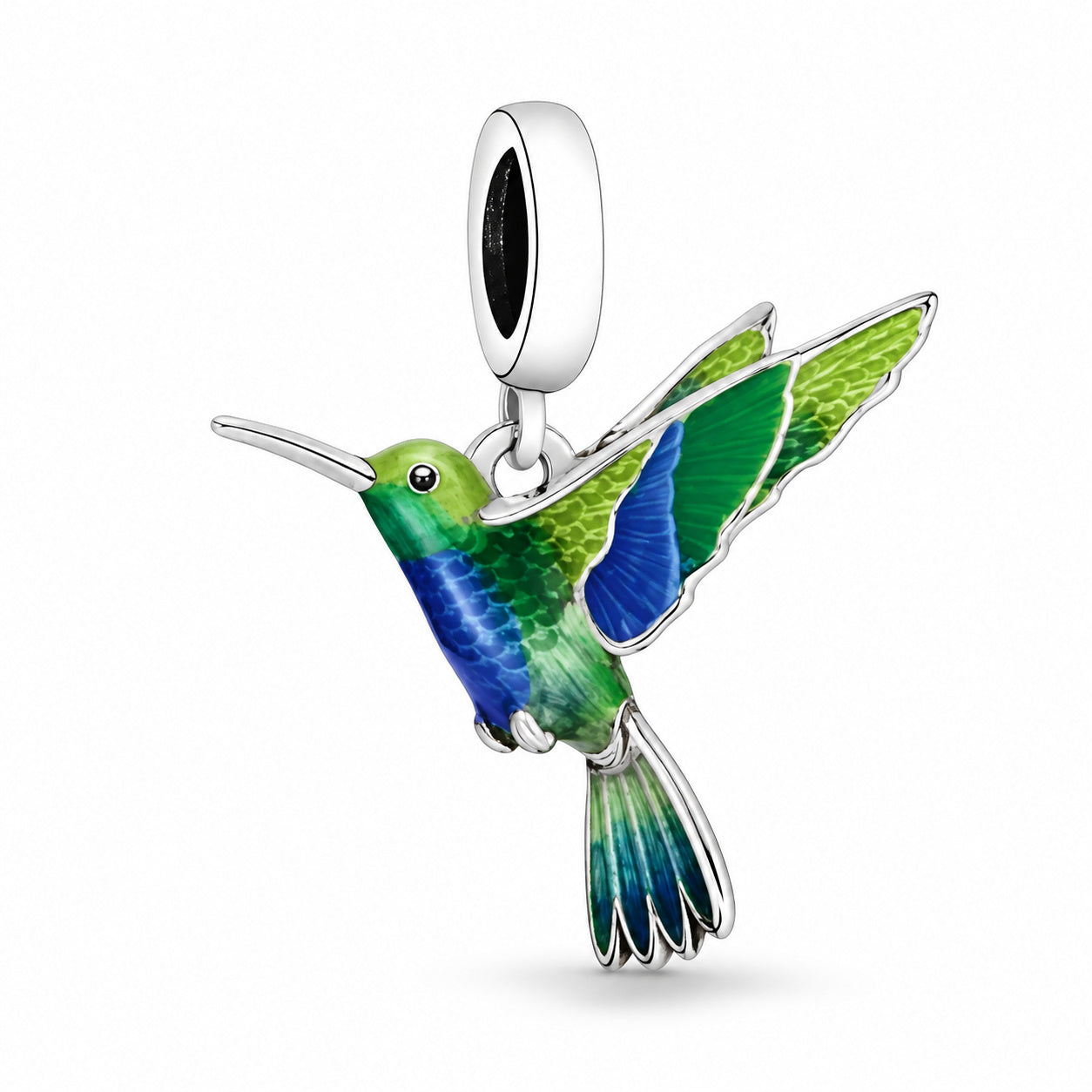 Kingfisher Bird Dangle Charm Hallmarked S925 Sterling Silver