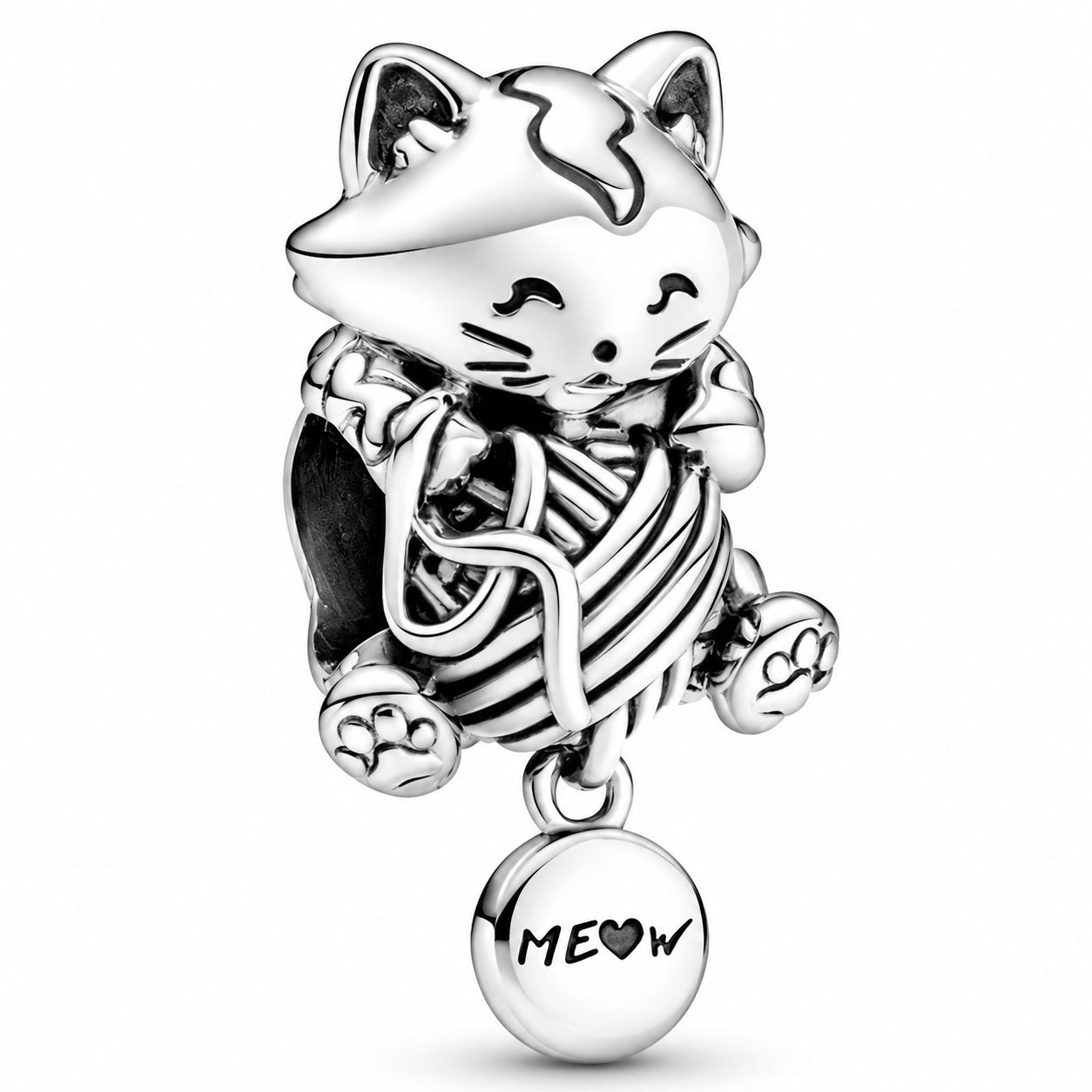Kitten Yarn & Ball Charm S925 Sterling Silver Charm