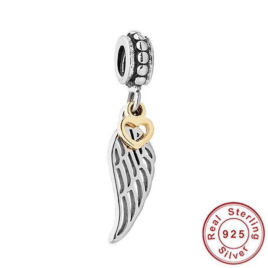 Love Guidance Angel Feather Dangle Charm Hallmarked S925 Sterling Silver