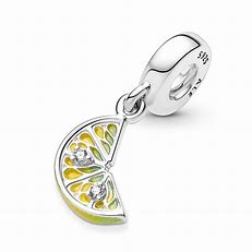 Lemon Slice Sparkling Fruit Dangle Charm Hallmarked S925 Sterling Silver