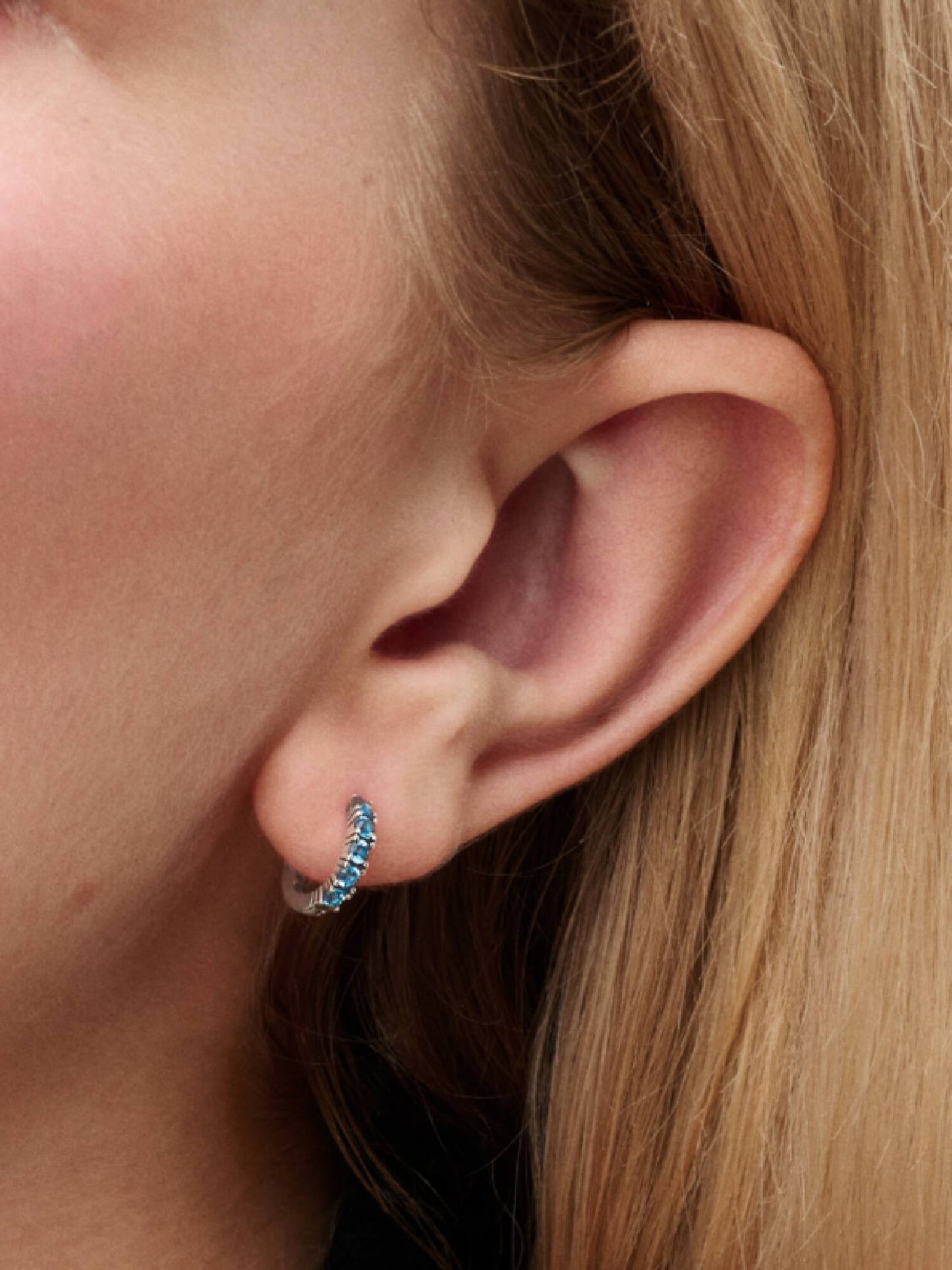 Light Blue Huggie Earrings