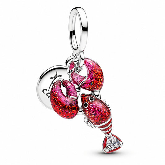Lobster Dangle Charm Hallmarked S925 Sterling Silver