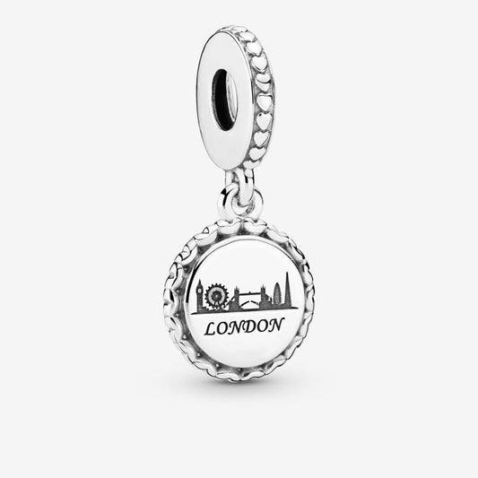 London Skyline Dangle Charm Hallmarked S925 Sterling Silver