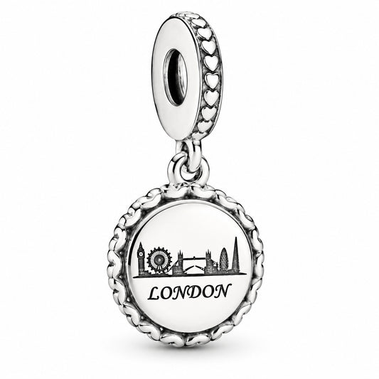 London Skyline Dangle Charm Hallmarked S925 Sterling Silver