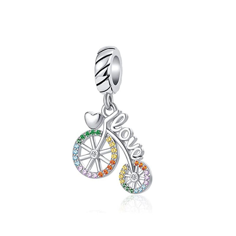 Love Cycling Bicycle Pendant Charm Hallmarked S925 Sterling Silver