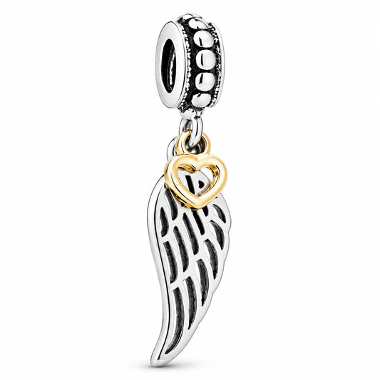 Love Guidance Angel Feather Dangle Charm Hallmarked S925 Sterling Silver